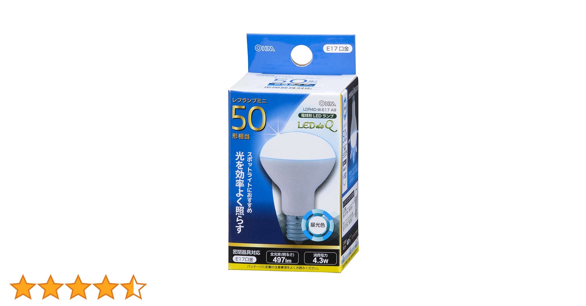 (未使用･未開封品)　オーム電機 LED電球 ミニレフランプ形 50形相当 E17 昼光色 [品番]06-0770 LDR4D-W-E17 A9 wyeba8q LED電球 ミニレフランプ形 E17 50形相当 昼光色 [品番]06-0770